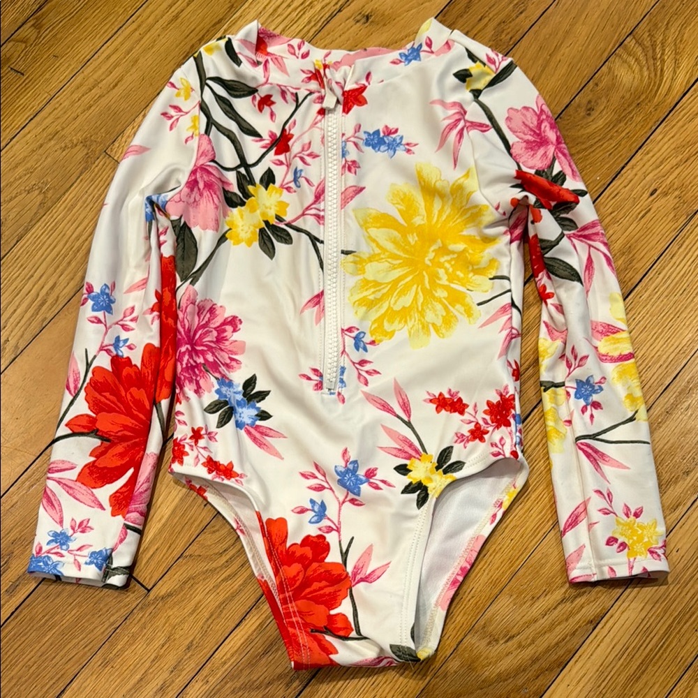 Floral Long Sleeve Kids Swimsuit